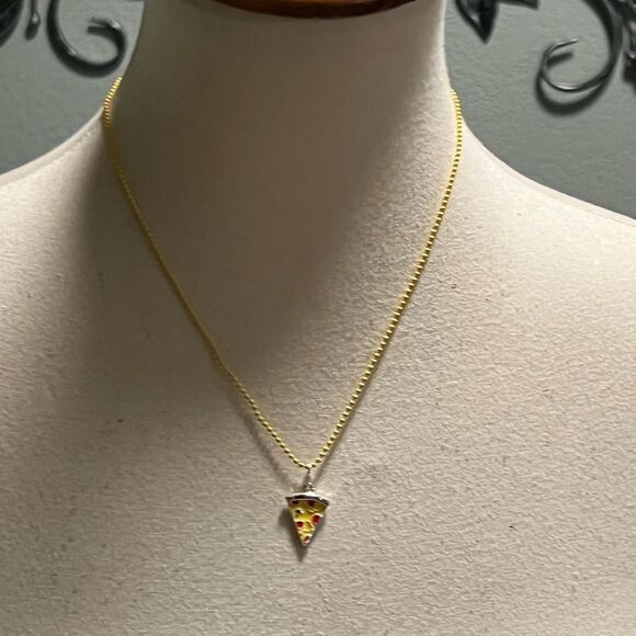 Gold Pizza Pendant Necklace #PDNK2 - Picture 1 of 6